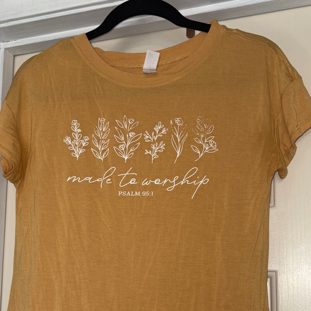 Made to Worship yellow tee
